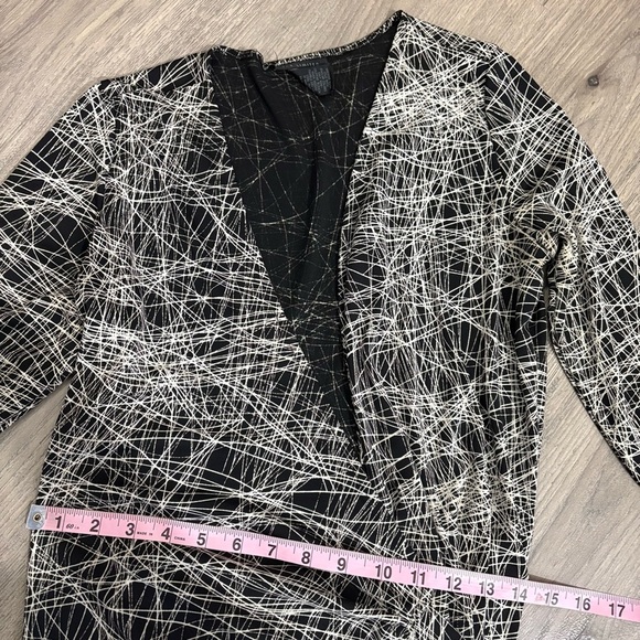 The Limited Sz S Black White String Line Wrap Dress Long Sleeve V Neck Career - Picture 9 of 11